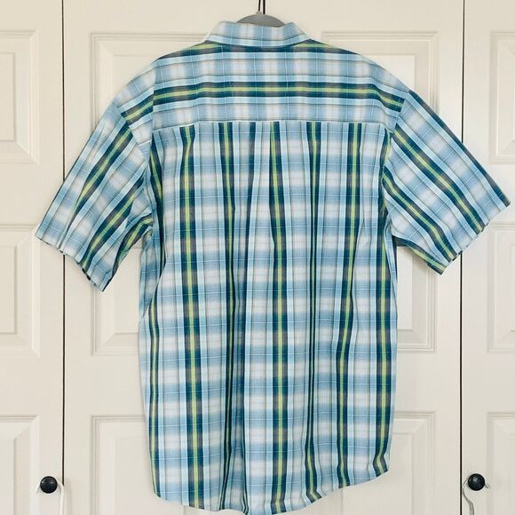 George Straight Wrangler Men’s Shirt Sleeve Button Down Blue/Green/Gray Plaid XL - Picture 2 of 4